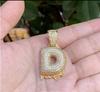 Fashion Women Zircon Bubble Letter Custom Name Necklace Brass Jewelry 14k Gold Plated Bubble Letter Pendent Charms