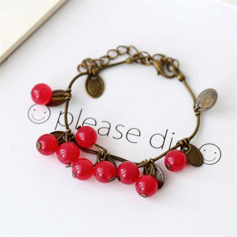 1PC Bohemian Cherry Bracelet Sweet and Stylish Red Cherry Bracelet, Forest-Inspired Bracelet