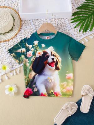 2025 Neue Lustige Tier Hund 3D Druck Mädchen T-Shirts Festival Party Mode Kurzarm Tops Freizeit T-Shirts Mädchenbekleidung