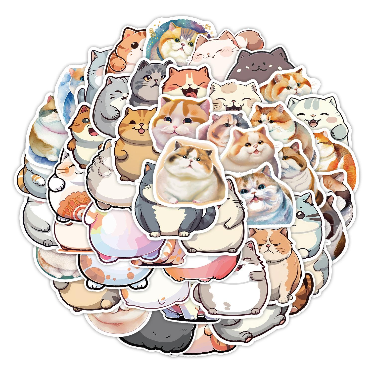 

50 Cute Fat Cat Graffiti Stickers Car Mobile Phone Suitcase Decoration Stickers Waterproof Creative Children s Stationery Stickers