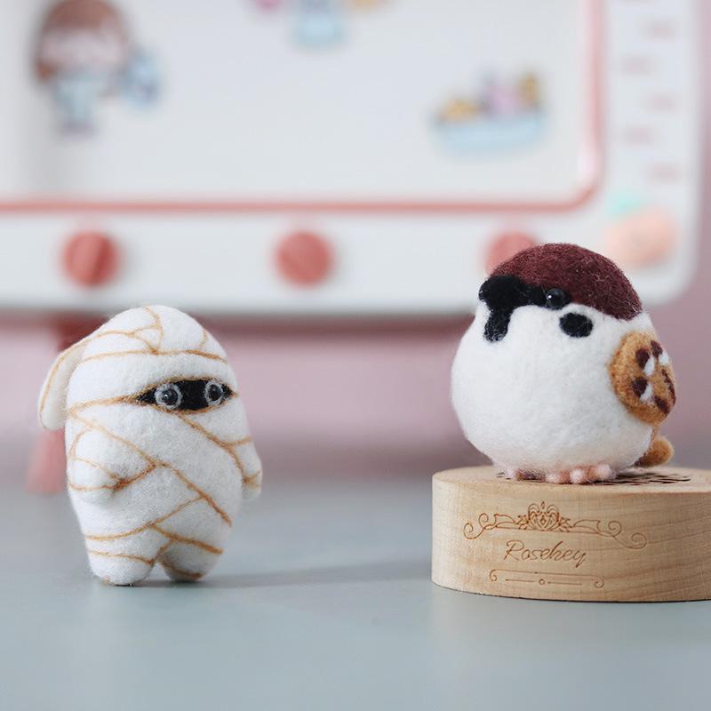 New Poke Wool Felt Handmade DIY Doll Kawaii Super Cute Sparrow Mummies Crabs Plush Toys Best Birthday Gifts Non-Finished