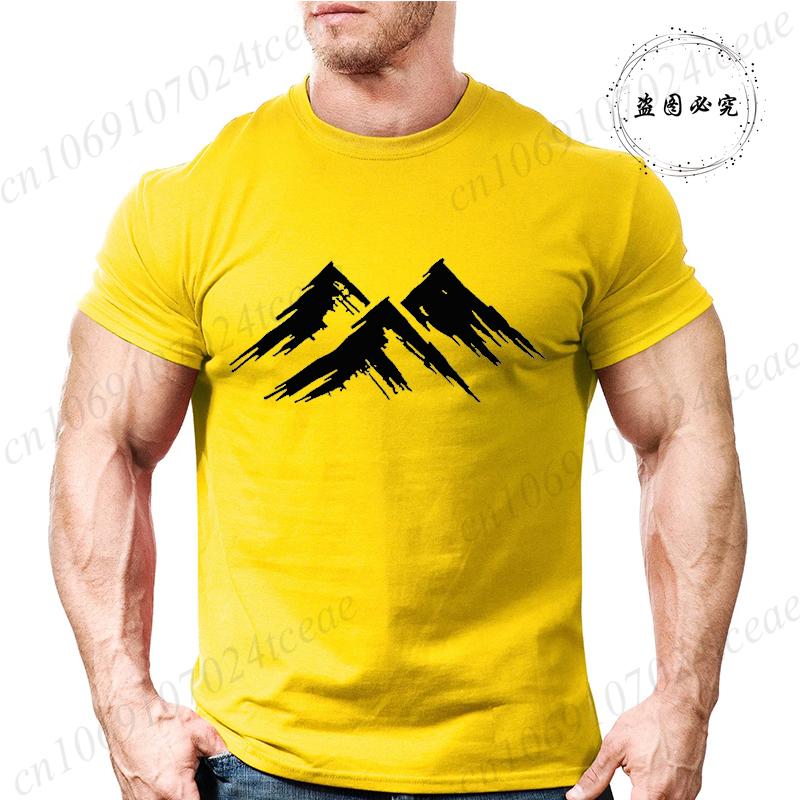 Mens Summer Casual Minimalist Mountain Print Short Sleeve TShirt Graphic Tees for Men Women Summer Tops Oversized Vintage Tees