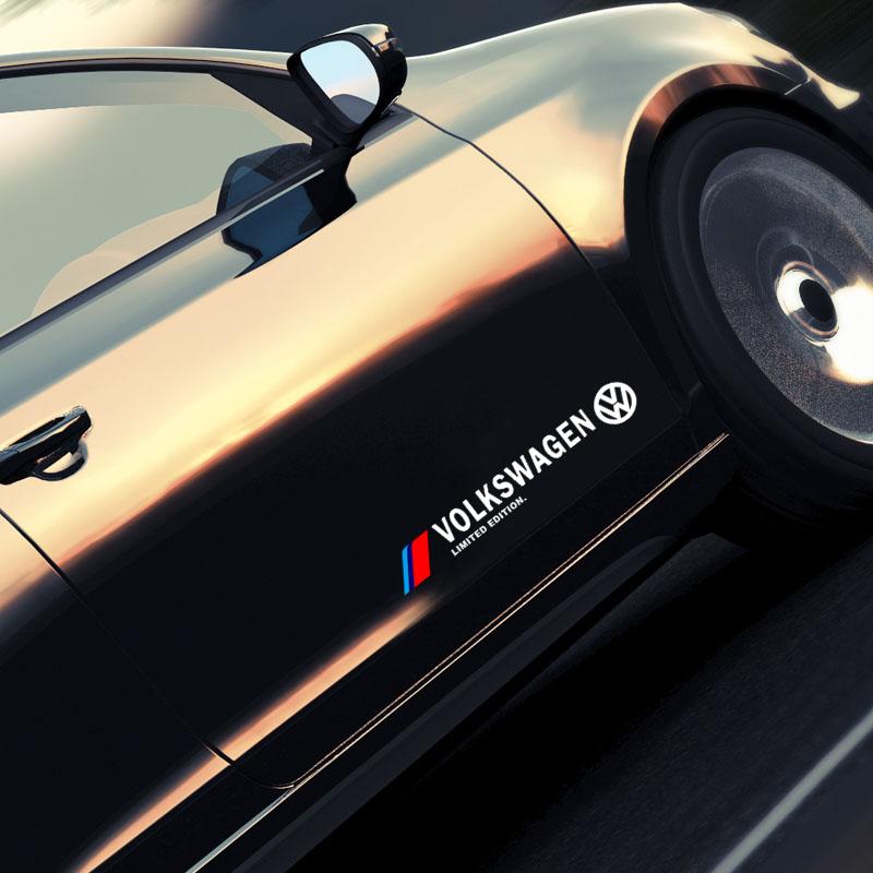 2pcs Car 3D Stickers Auto Side Body Sports Sticker Decals Car Accessories For Volkswagen Golf-4 5 6 7 Bora Jetta POLO MK4 MK6 Bora Passat