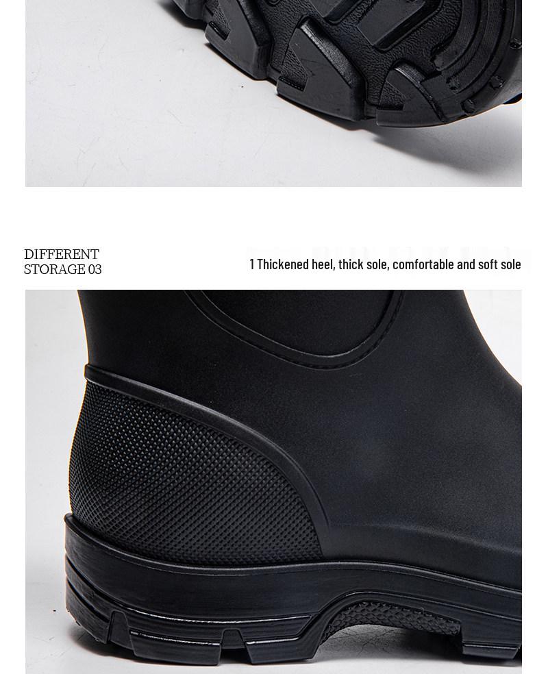 Men's Wear-Resistant Rubber Rain Boots: Mid-Calf, Anti-Slip, Waterproof Slip-On Shoes for Fishing & Construction.