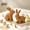 3D Printed Animal Decor Wicker‑Look Bunny Figurine Rattan Texture Rabbit Statue Easter Statue Weather Resistant Decorative Ornament for