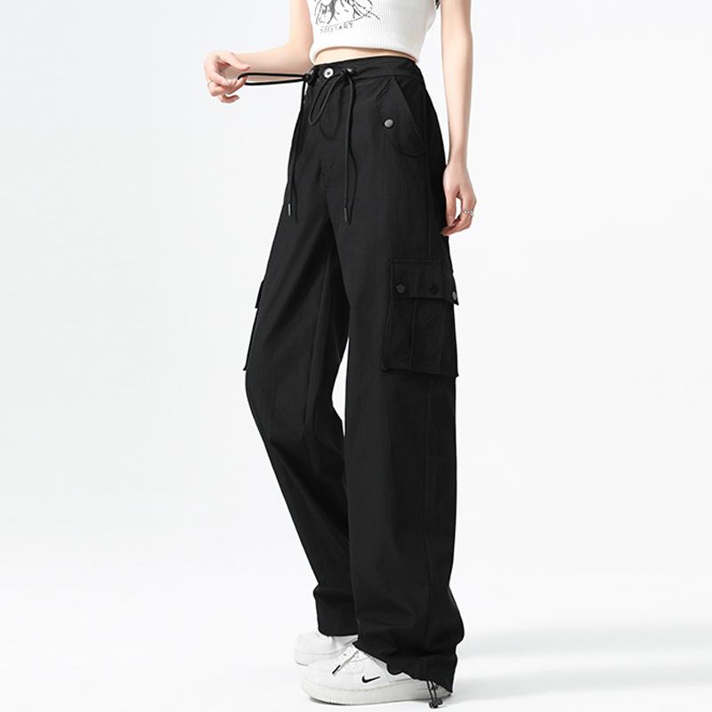 Women's High Waist Cargo Pants Wide Leg Trousers Vintage Casual Pocket Loose Workwear Long Pants For Autumn Winter