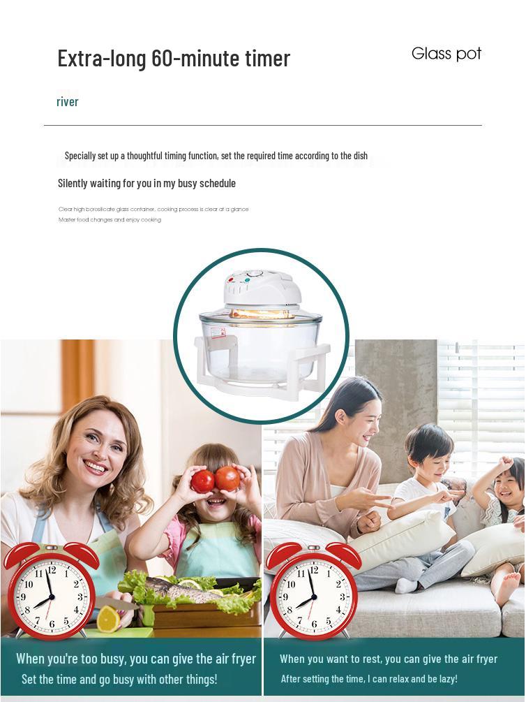 Friggitrice ad aria in vetro e forno a microonde alogeno 110V - Standard europei, britannici e americani