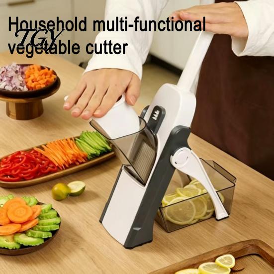 Küchenhobel für Karotten und Käse, Multifunktionaler vertikaler Gemüseschneider, Klingen aus Edelstahl mit Behälter, Einstellbare Mandoline