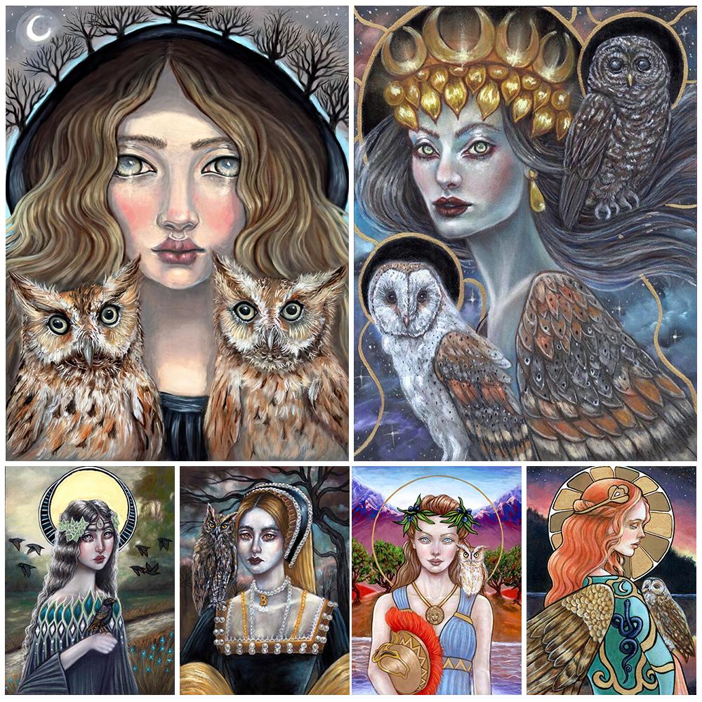 

Богиня Сова Языческая мифология Художественная печать Сова Ведьма Абстрактное колдовство и магия Настенная картина маслом