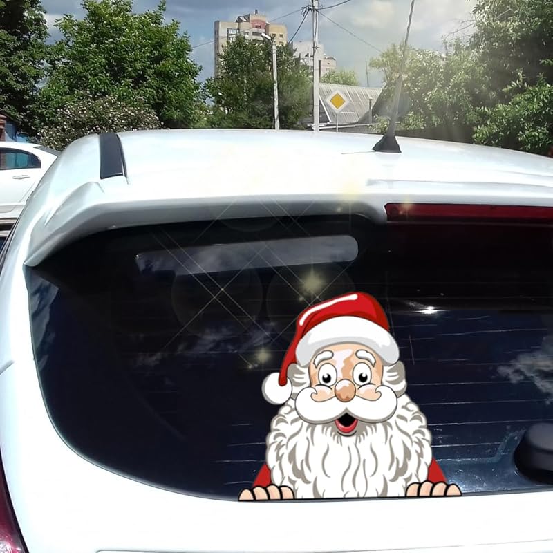 Christmas Decor Elf Peeking Sticker, Car Window Decals Vinyl Waterproof Stickers for Cars Truck SUV Laptop Bumper Car Stickers and Decals (Elf)