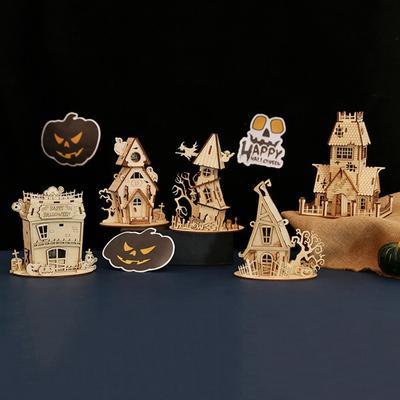 Children's Puzzle,Halloween Series  House Wooden Puzzle, Halloween Toys For Children, Elementary School Puzzle Toys