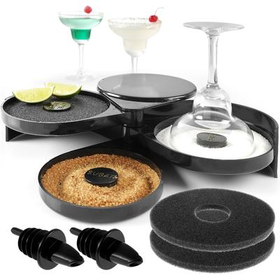 Salt Rimmer Set 3-Tier Foldable Bar Glass Rimmer Set for Cocktails Glass Rimming Bar Bartender Tool for Cocktails Margarita