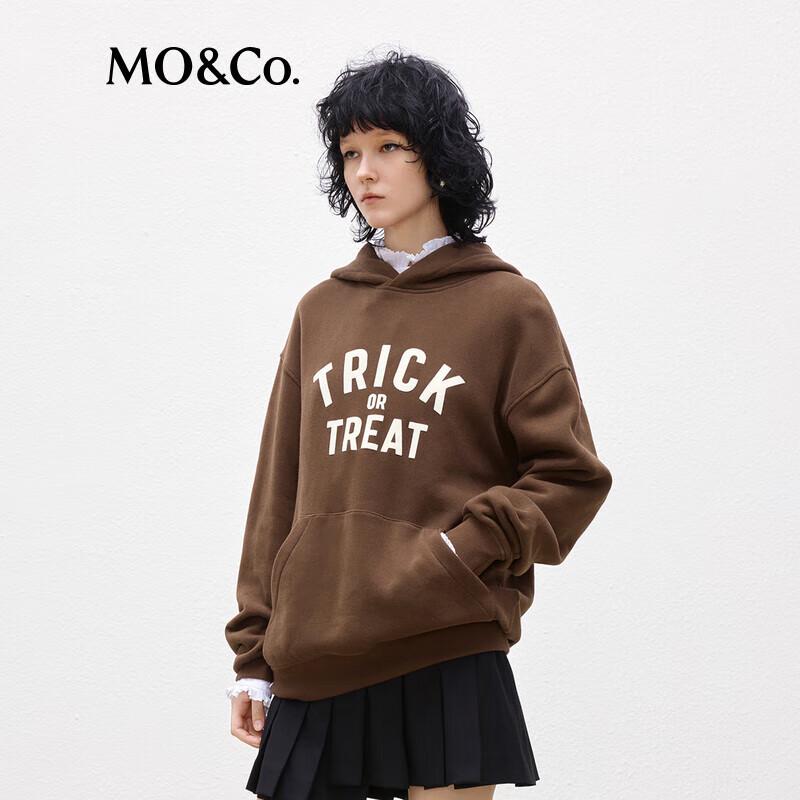 MO&Co. Women's Loose Fit Cartoon Print Hooded Cotton Sweatshirt