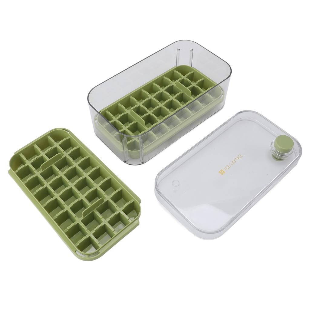 Ice Cubes Tray Easy Release 64 Grids Large Capacity 2 Layer Ice Maker Mould with Lid Bin Scoop for Cocktail Coffee