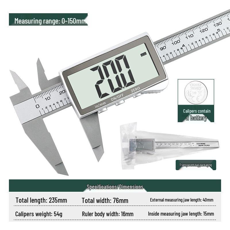 Digital Vernier Caliper - Jewelry & Antiques Measuring Tool, 0-150mm Range with Large Screen Display