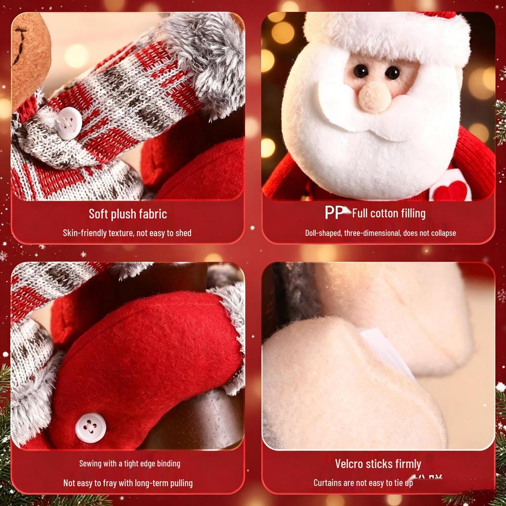 Christmas Curtain Tie-Back Cartoon Doll Decoration for Windows