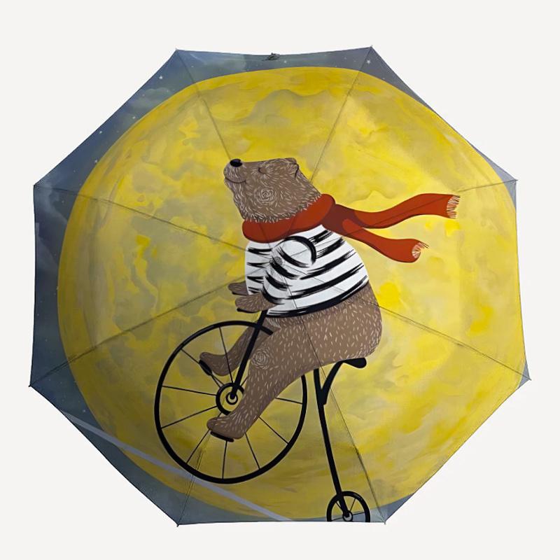 

1pc Moonlit Bicycle Ride Nightly Bear Journey Umbrella That Opens Closes Automatically Perfect Gift with a Convenient Folding Mechanism 14