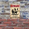 Vintage Metal Wall Sign Beware Pig Shit Everywhere Farmhouse Decor Rustic Tin Poster For Barn Kitchen Outdoor Gift