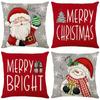 4Pc Christmas Pillow Covers Santa Claus And Snowman Hello Winter Design Zipper Closure Cushion Cover Home Decor Pillowcase