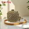 Acrylic Mini Purse With Embellished Flowers And Sparkling Rhinestones For Daily Fashion