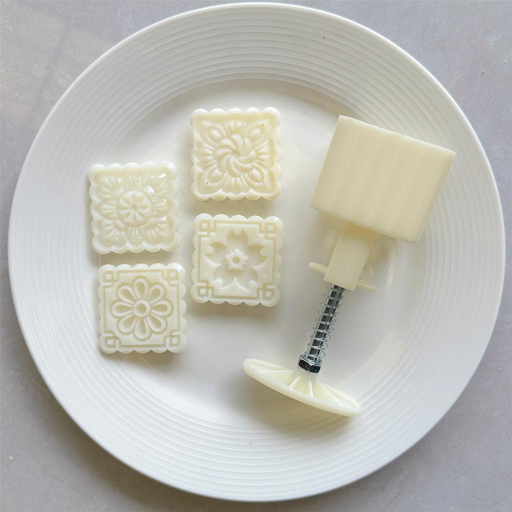 Ręczne Formy do Ciasta Księżycowego Kwadratowe Kwiatowe Stempelki do Ciasteczek Wytwornica do Ciasta Księżycowego Festiwal Środka Jesieni robienie Ciasteczek Narzędzie do Ciast