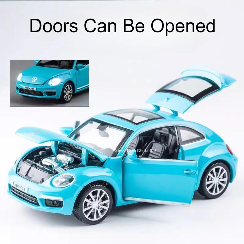 1:32 Scale Beetle GSR Car T1 Bus Model Toy Sound Light Vehicles Alloy Diecast Pull Back Miniature Models Kids Holiday Gifts