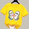 Cute Shark Cat Print Tshirts For Girls Summer Children Casual Kawaii Colorful Comfortable Tops Kids Oneck Short Sleeve Tees