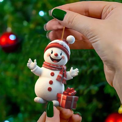 Decorazione Pendente di Natale in Acrilico Stile Cartone Animato con Cordino Facile da Appendere Adorabile Decorazione per Specchietto Retrovisore