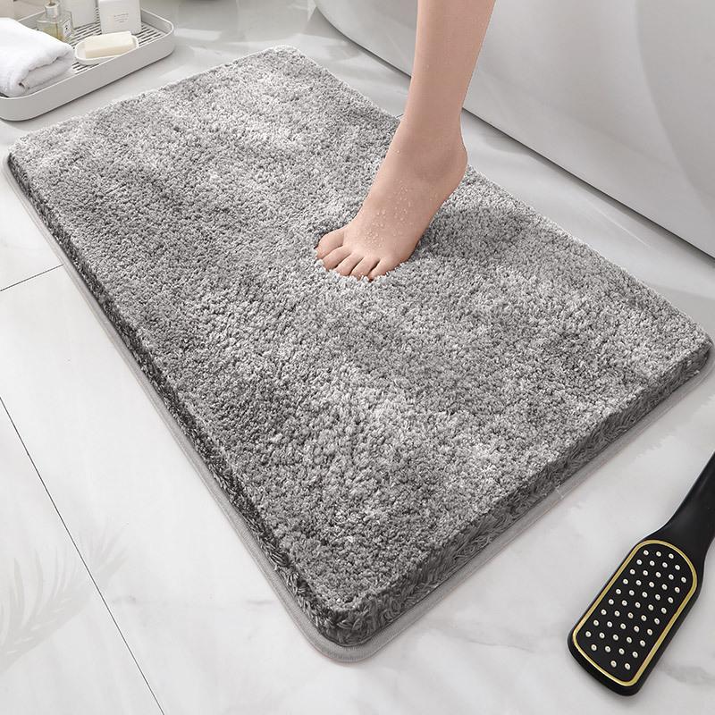 Modern Minimalist Solid Color Floor Mat, Square Long Plush, Thickened Absorbent Carpet, Bathroom Door Mat, Non Slip Mat