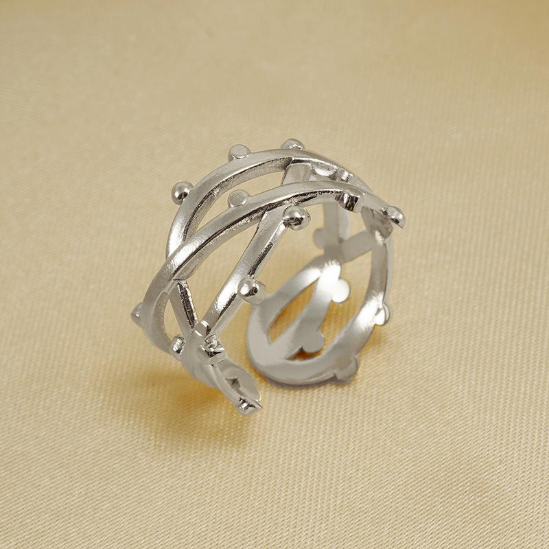 18K Geometric Titanium Steel Adjustable Ring for Women