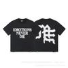 Unisex Vintage American Style Loose Fit Cotton Tee With Embellished Letter Print Round Neck Short Sleeve