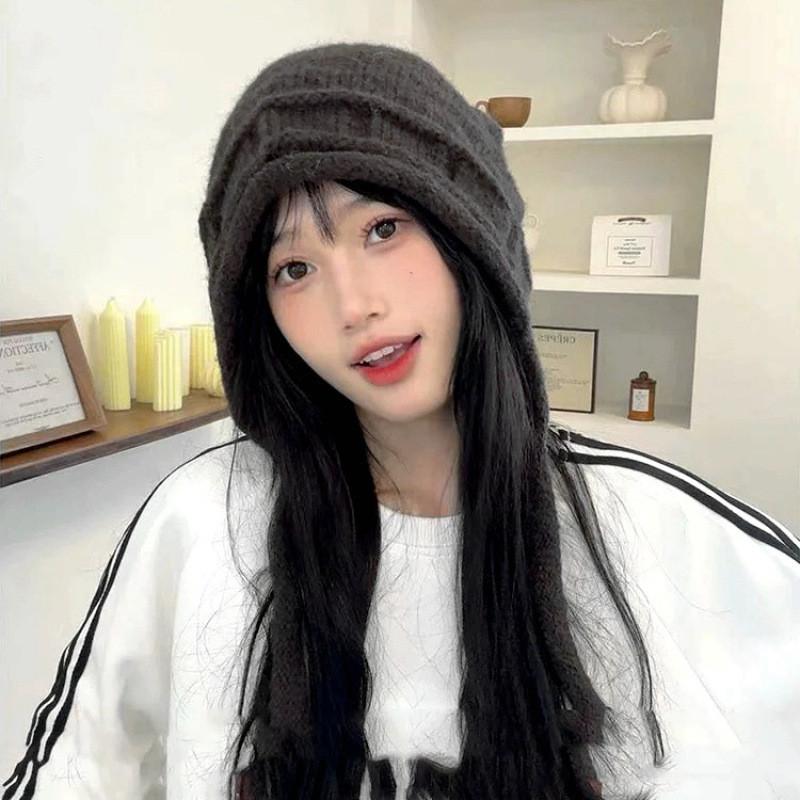 Woolen Knit Hat For Women With Windproof Warmth For Outdoor Activities