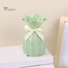Light Plastic Vase Shatterproof Flower Vase with Ruffled Mouth Dried Flowers Holder with Bow for Bedroom Living Room Table Decor