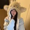 New Winter Cartoon Lamb Thick Plush Hat for Women Keep Warm and Pinch Ears and Move Ear Protection Windproof Hat
