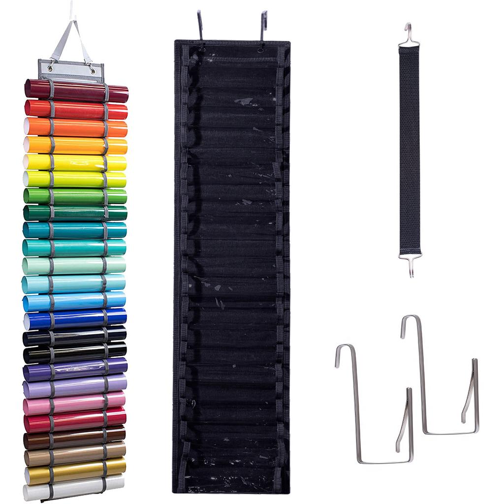 12/24 Grids Vinyl Roll Holder Hanging Bag Vinyl Organizer Storage Rack Wall Mount Craft Room Vinyl Organizer for Closet Studio