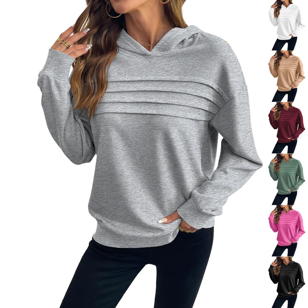 Women's Solid-color Fashionable Long-sleeved Top Hoodie