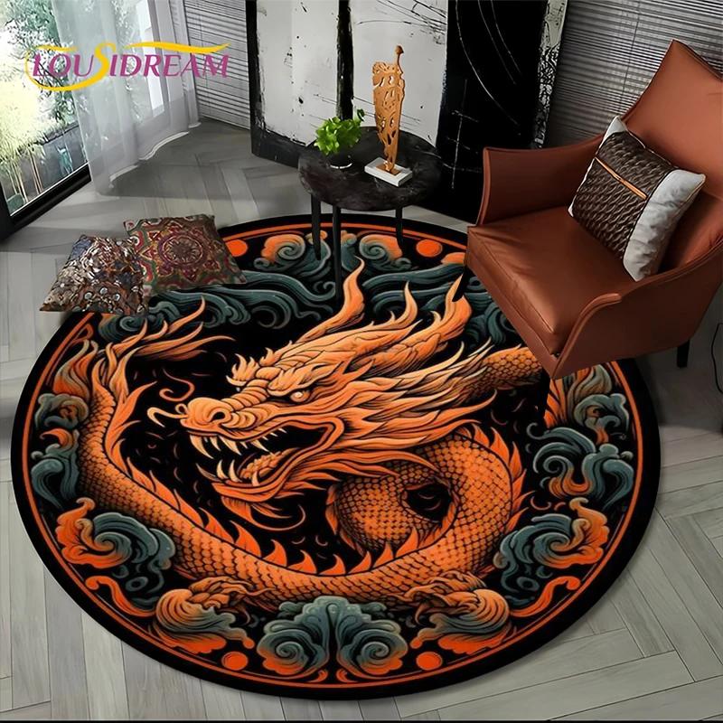 Fashion Dragon Round Carpets Living Room Bedroom Area Rug Room Bedside Chair Floor Mat Decorat Alfombra Birthday Gift Poster Mat