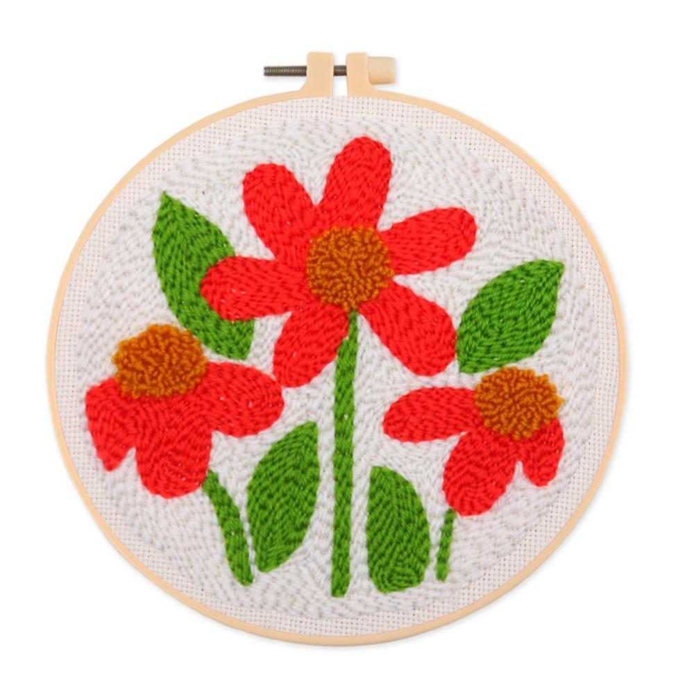Handmade Rug Punch Flower Pattern Embroidery Kit Home Decor Punch Needle Kit  Adults