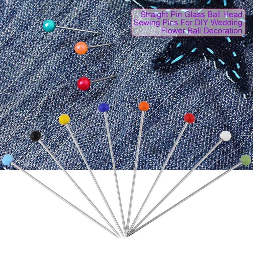 

1000pcs High Temperature Resist Glass Ball Head Pins 1.45 Inch Straight Pins Dressmaking S