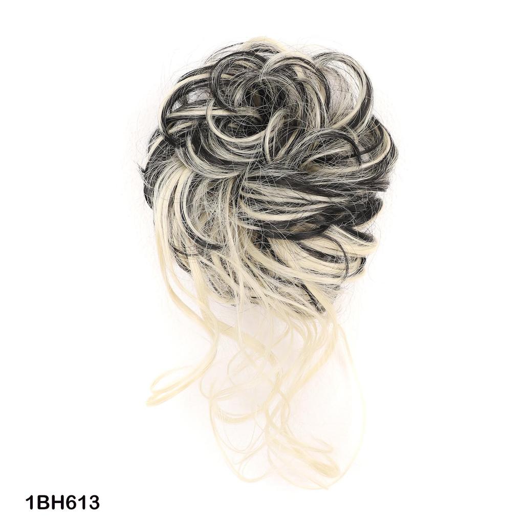 Synthetic Curly Messy Bun Elastic Hair Tie With Long Tendrils Fluffy Chignon Hairpiece For Women Cosplay Daily Hairstyle