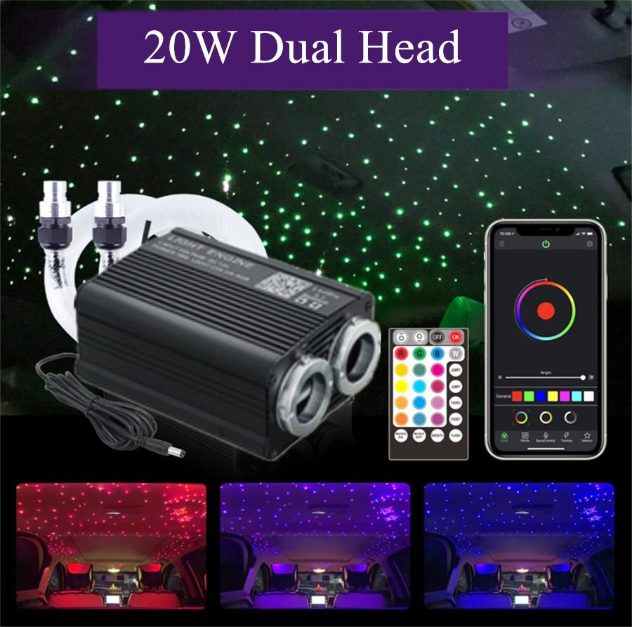 Dual Head 20W Bluetooth Fiber Optic Star Ceiling Light 370pcs