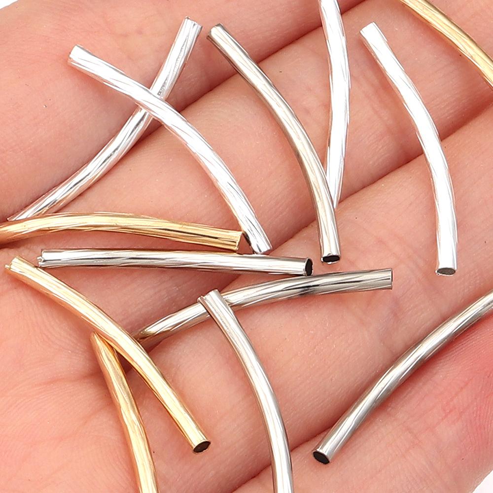 100PCS/Lot 2x25mm Stripe Curve Tube Beads Spacer Beads Connectors For DIY Jewelry Making Bracelet Necklace Accessories Wholesale