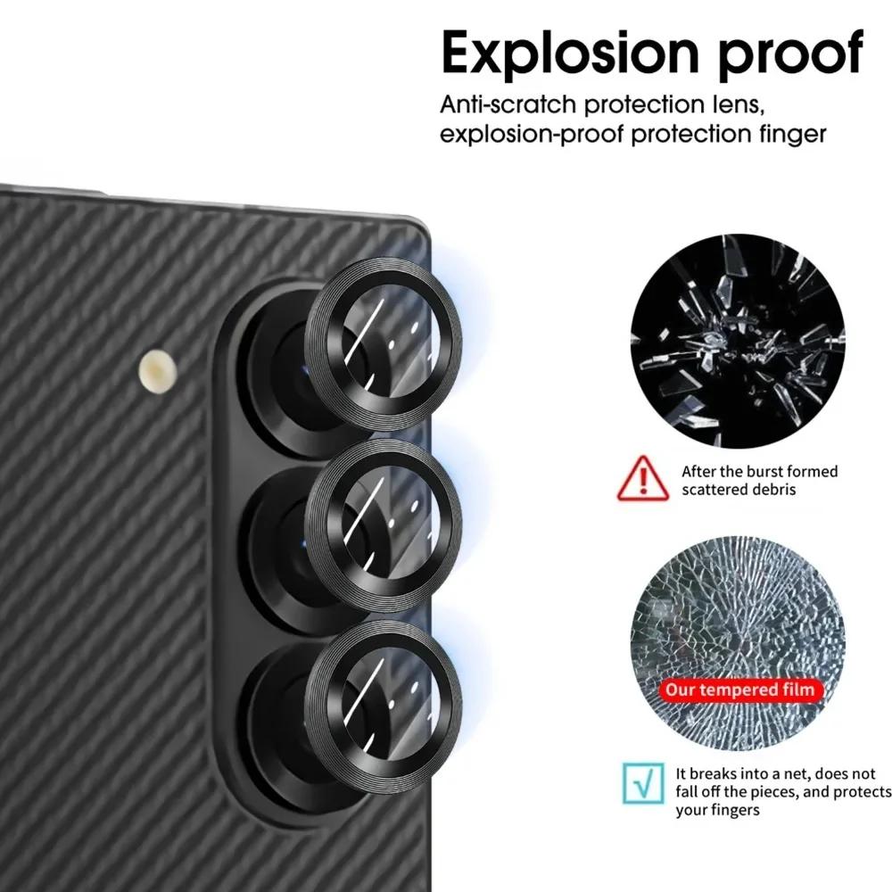 Anti Scratch Full Cover Lens Protection For Samsung Galaxy Z Fold Flip 8 7 6 5 4 CD Pattern Metal Ring Glass Camera Protect Cap