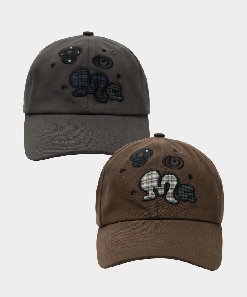 SOME PLACE Applique Color Block Big Logo Some Embroidery Soft Ball Cap_2 Colors