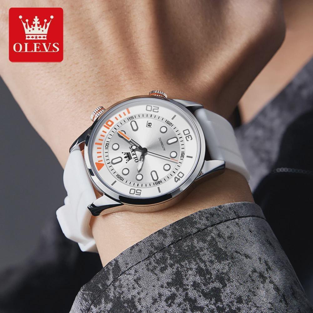OLEVS Orologi Automatici da Uomo Lusso Top Brand Serie Subacquea Ghost Verde Cinturino in Silicone Orologio Meccanico Originale