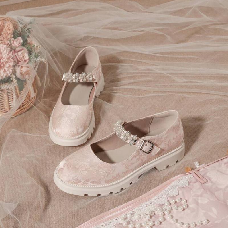 New girls' single shoes rubber sole medium and older children's shoes four seasons girls' student shoes buckle Chinese style children's Hanfu shoes