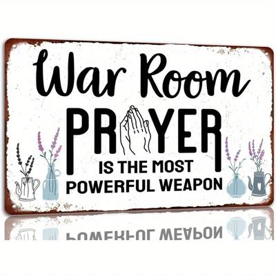 War Room Metalldekal Bön Är Det Kraftfullaste Vapnet Skylt Vintage Hemväggsdekor för Kök Café Bar 8x12 Tum