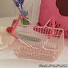 Ins Cute Pink Trolley Shopping Basket Storage Toy Creative Mini Kawaii Desktop Decoration Gift Dollhouse Furniture Accessories