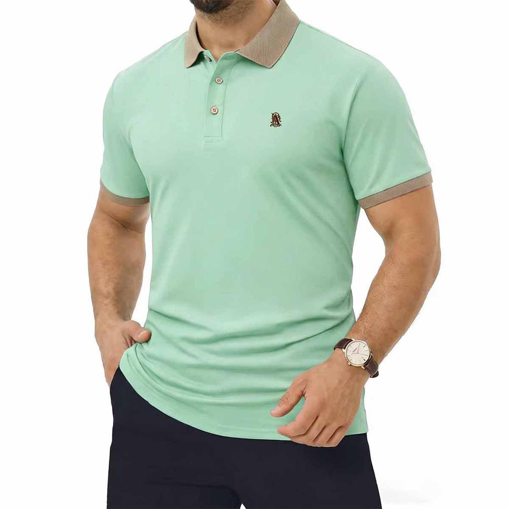 Herren Casual Polohemd mit kurzen Ärmeln und Kontrastkragen