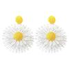 High-End Hand-Woven Raffia Sunflower Earrings for Stylish Travel and Holiday Photography